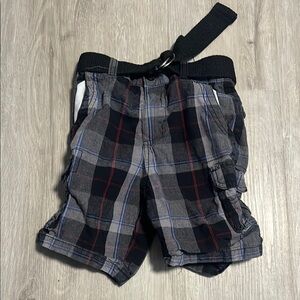 Airwalk Plaid Kids Shorts - Black, Gray, Red